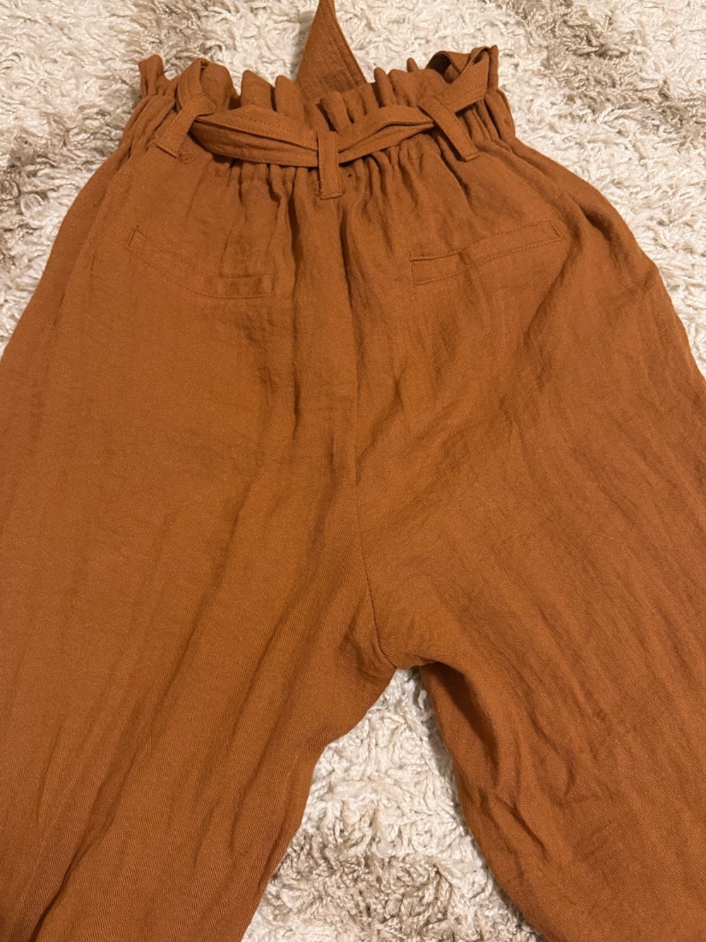 Target Rust-Brown High-Waist Wide Leg Paperbag Pants with Tie - Picture 2 of 3